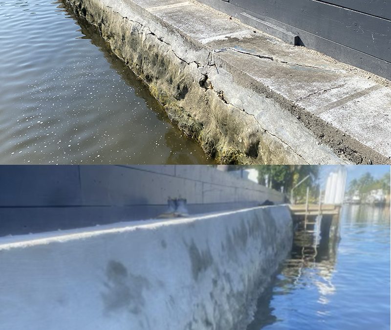 Cleaned & Resealed Coral Rock Seawall – Before/After