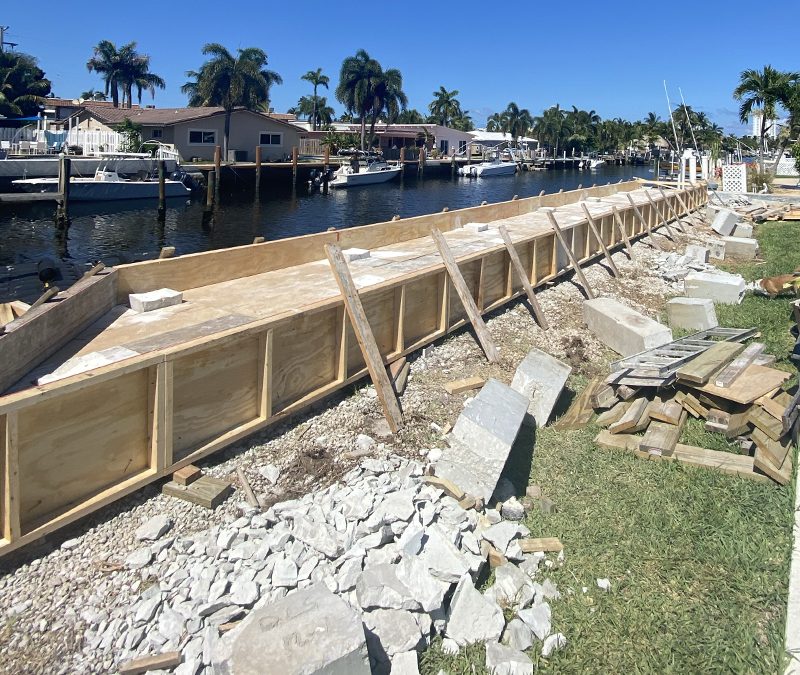Raising a Seawall Cap in Pompano Beach, FL with the Dock Experts!