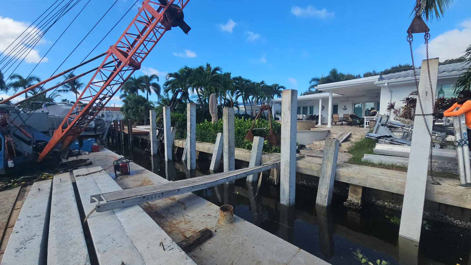 New Concrete Seawall Cap & Dock in Pompano Beach